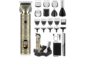 Brightup Beard Trimmer for Men, Professional Zero Gapped T-Blade Trimmer, Cordless Hair Clipper, 7 in 1 Grooming Kit for Face Electric Razor Shavers Mustache Body Nose Trimmer, Gift for Men
