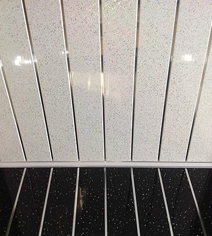 Platinum White Sparkle Chrome 8mm Bathroom Wall Cladding Pvc