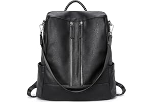 BROMEN Women Backpack Purse Leather Anti-theft Travel Backpack Fashion Shoulder Handbag Black