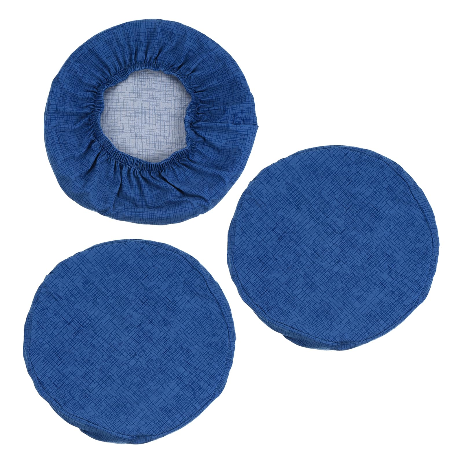 PATIKIL Round Bar Stool Cover, 3 Pack Elastic Bar Stool Cover Washable Seat Cushion for Diameter 12"-14" Chair, Dark Blue