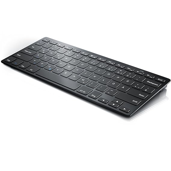 CSL - Bluetooth Slim Tastatur | Wireless Keyboard im Slim-Design | QWERTZ Layout Deutsch | Multimedia Keys | kompatibel mit A