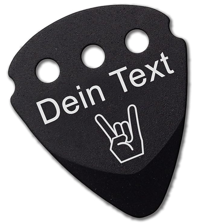 Plektrum | persönlicher Gravur von Text Namen und Symbolen | Dunlop Teckpick Aluminium Schwarz | Geschenk für Musiker und Git