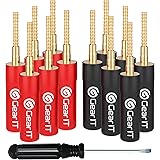 GearIT Flex Pin Banana Plugs for Speaker Wire (6 Pairs, 12 Pieces), Speaker Connector Pin Plug Type, 24K Gold Plated Insulate