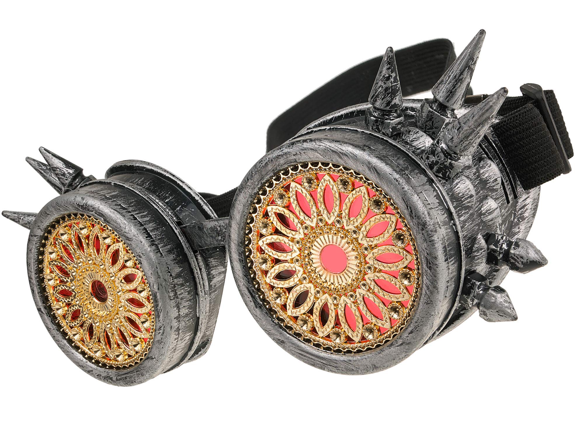 Welding Cyber Goggles With Spikes Steampunk Goth Cosplay Sunglasses Round Glasses Party Fancy Dress MFAZ Morefaz Ltd (Grey Spikes Design)