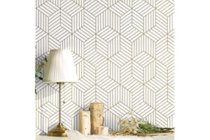 CiCiwind Peel and Stick Wallpaper Boho Wall Paper Modern White and Gold Geometric Contact Paper for Cabinets Removable Self Adhesive Bathroom Wallpaper for Bedroom Papel Tapiz para Pared 15.7"x78.7"