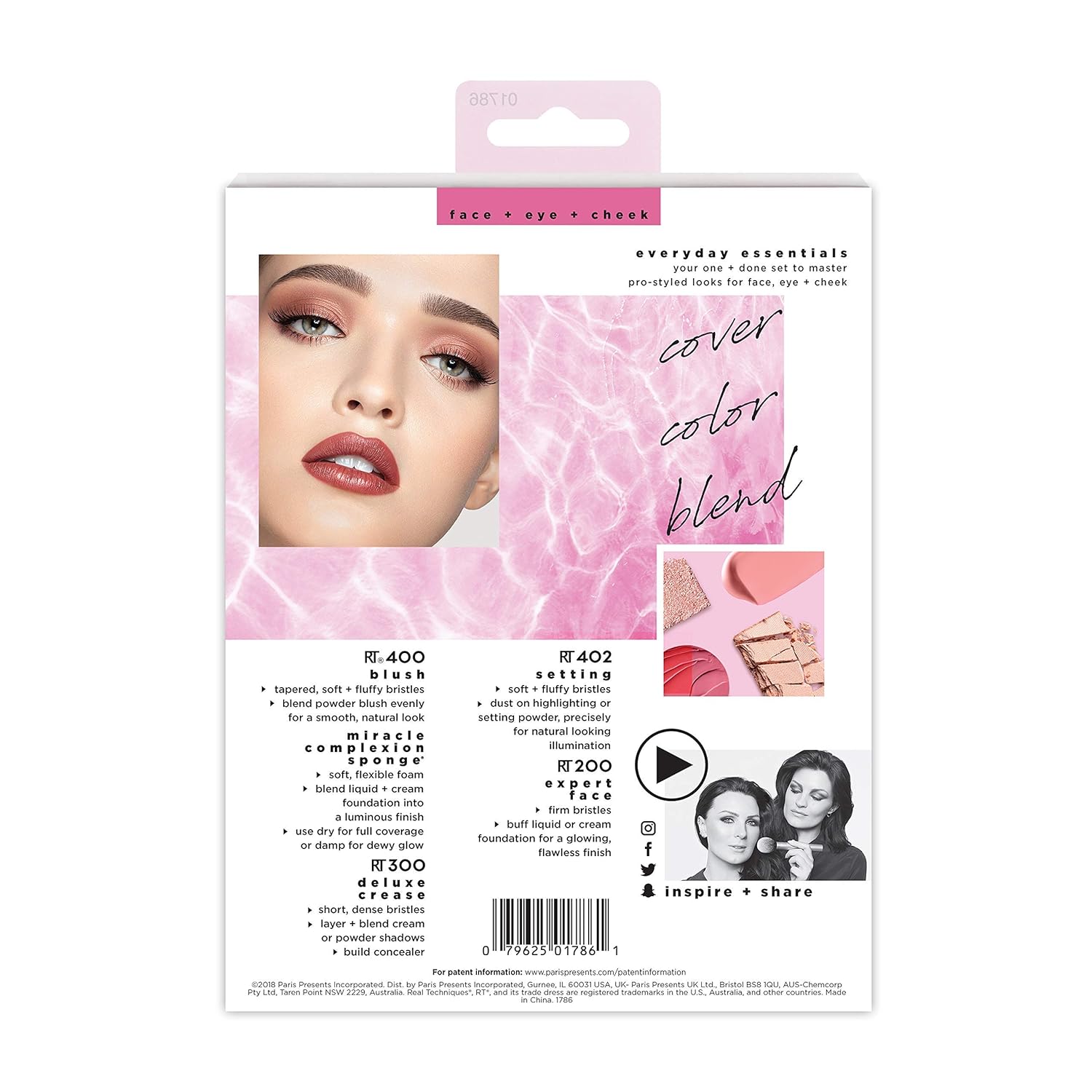 Real Techniques Makeup Brush Set with Sponge Blender for Eyeshadow, Foundation, Blush, and Concealer, Set of 5: Beauty