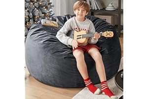 Codi Bean Bag Chair for Kids with Filler Included 10-12, Comfy Kid Beanbag Chair 3 FT, Machine Washable, Charcoal Grey, 3ft