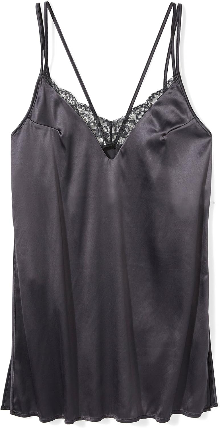  Brand - Mae Women's Satin Chemise With Lace: Clothing