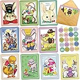 ceiba tree Vintage Easter Cards 20 Pcs Retro Bunny Greeting Card Assorted Blank Notes Cards with Envelopes for Classroom Home