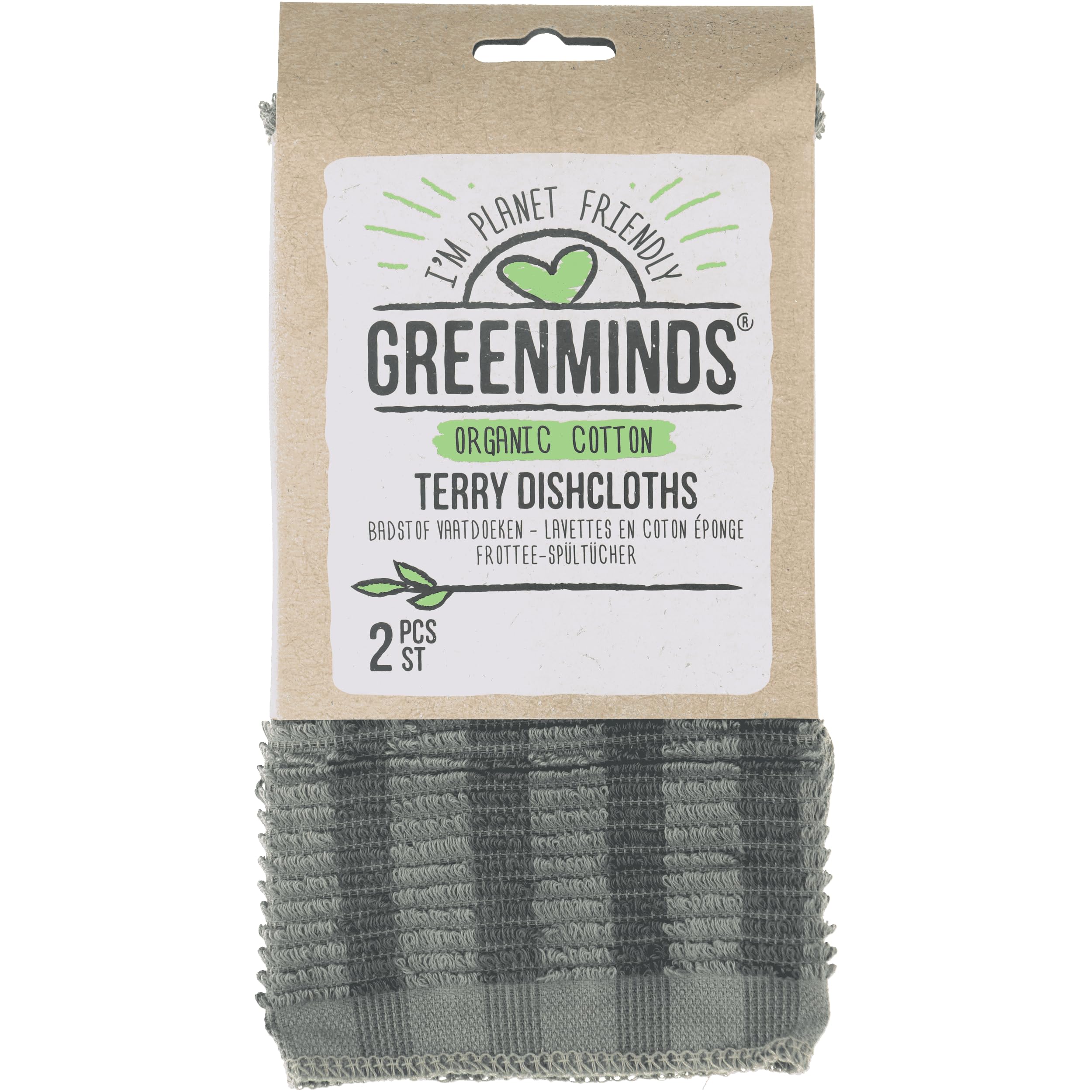 Sorbo Greenminds Bio Cotton Terry Cloths, Pack of 2 Cloths, Grey