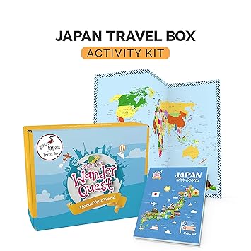 Scottys Activity Kit For 6 12 Years Kids Japan Travel Box World Map Play Passport Boarding Pass Book Of Facts Activity Sheets Erupting Volcano