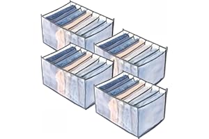 TIGARI Wardrobe Clothes Organizer, Drawer Organizer for Clothing, Closet Organizers and Storage, Drawer Dividers for Clothes, Mesh Separation Box for Thin Jeans, Trousers, T-shirts, Skirts