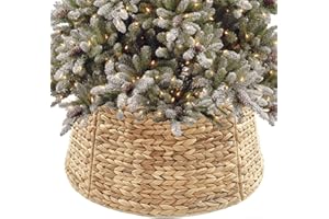 28in Christmas Tree Collars for 7.5-9 ft Artificial Trees, Boho Rustic Holiday Decor Wicker Rattan Xmas Tree Ring, Basket Bas