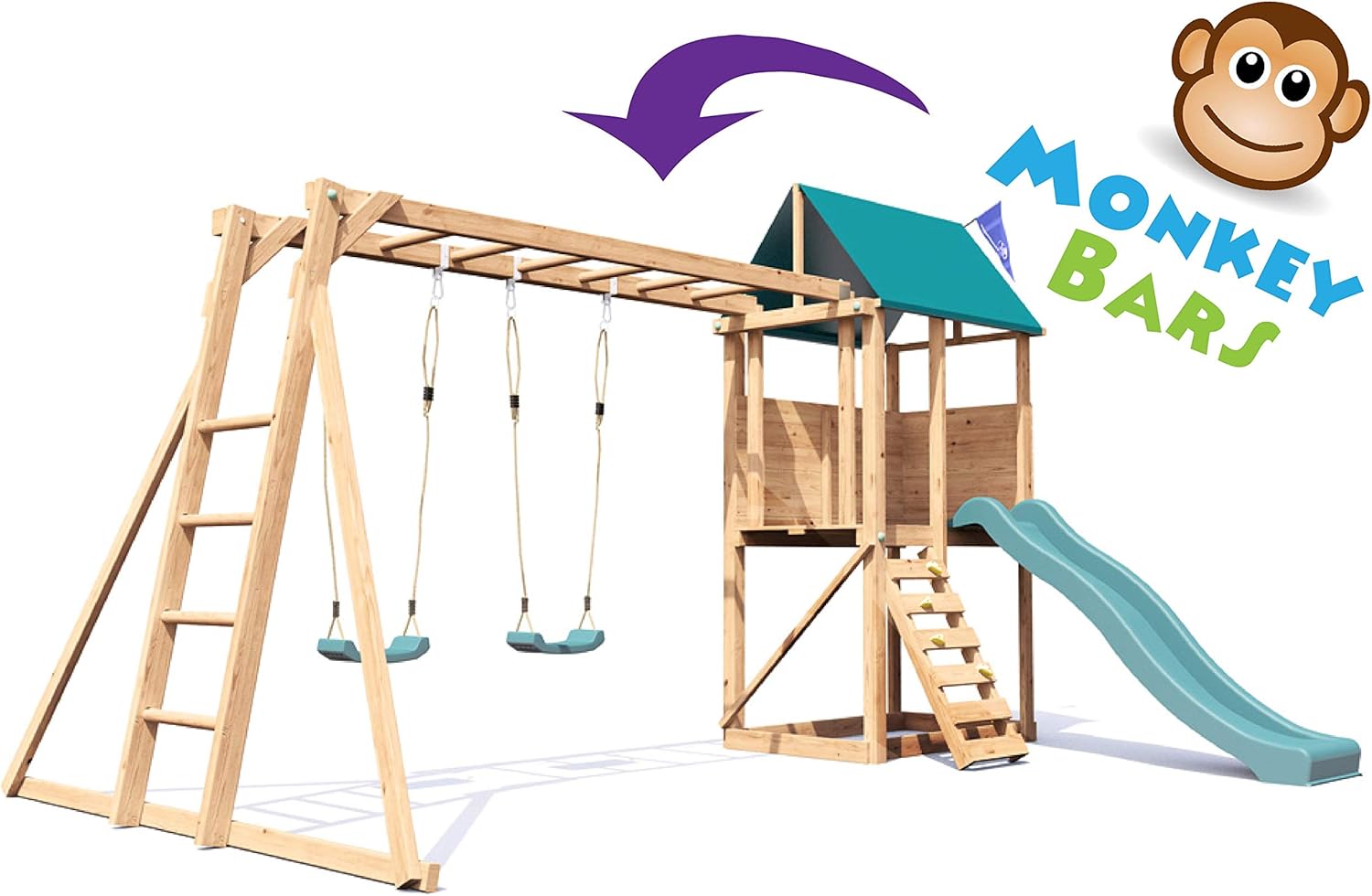 Super Saturday Dunster House SquirrelFort Climbing Frame Monkey Bars