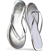 LULLASONG Flip Flops For Women Comfortable Round Toe Beach Sandals Thong Strap Slides Slip On Dressy Flats Sandals For Women