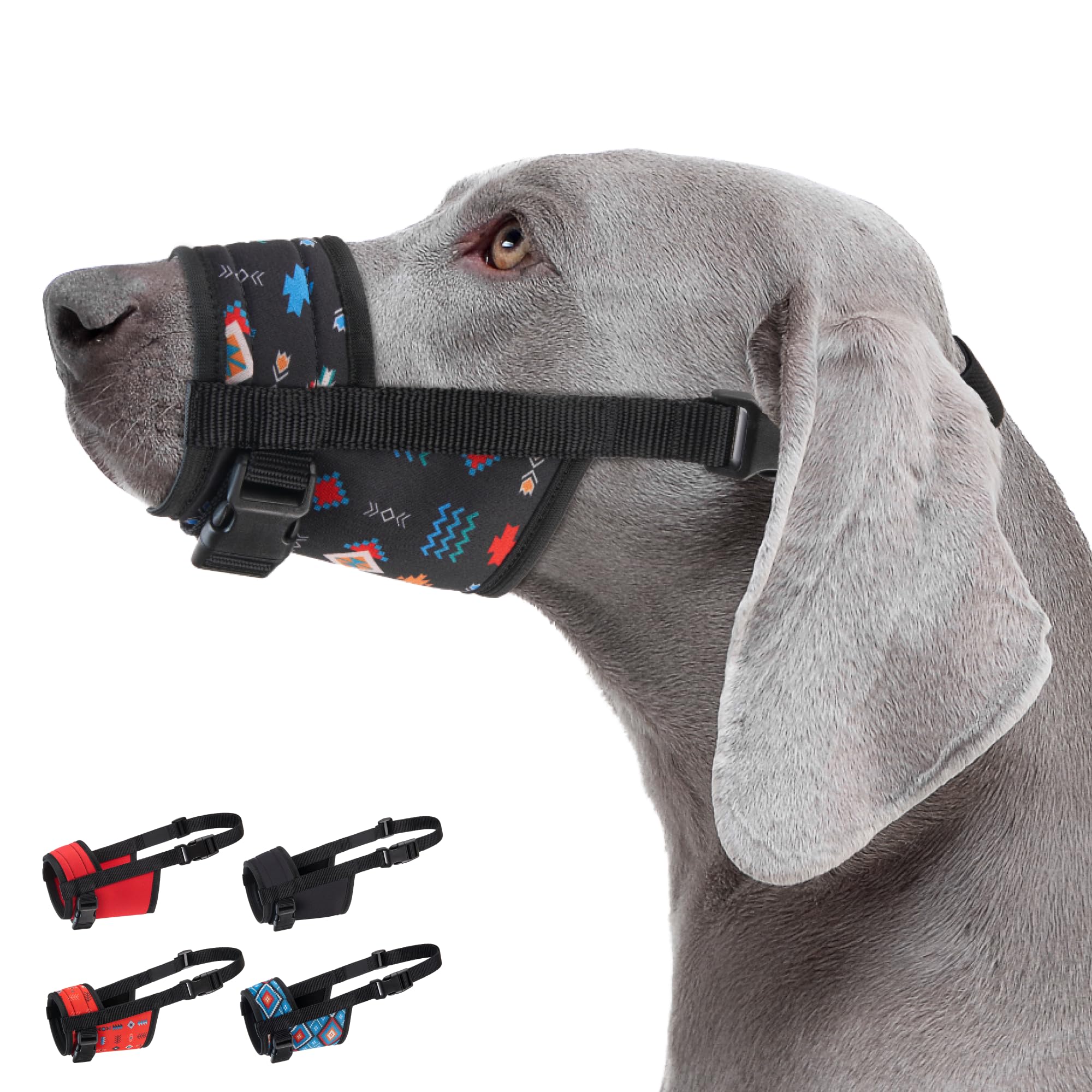 Photo 1 of CollarDirect Dog Muzzle - Updated Design Adjustable Soft Breathable Tribal Nylon Dog Mouth Guard Cover for Small, Medium and Large Dogs, Anti Chewing, Barking & Biting (S, Pattern 2)