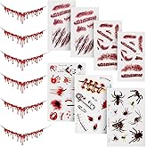 Boao 6 Pieces Halloween Dripping Blood Necklace Vampire Choker Necklace Horro Theme Party Costumes Set Decorations with 7 Pieces Scar Stickers