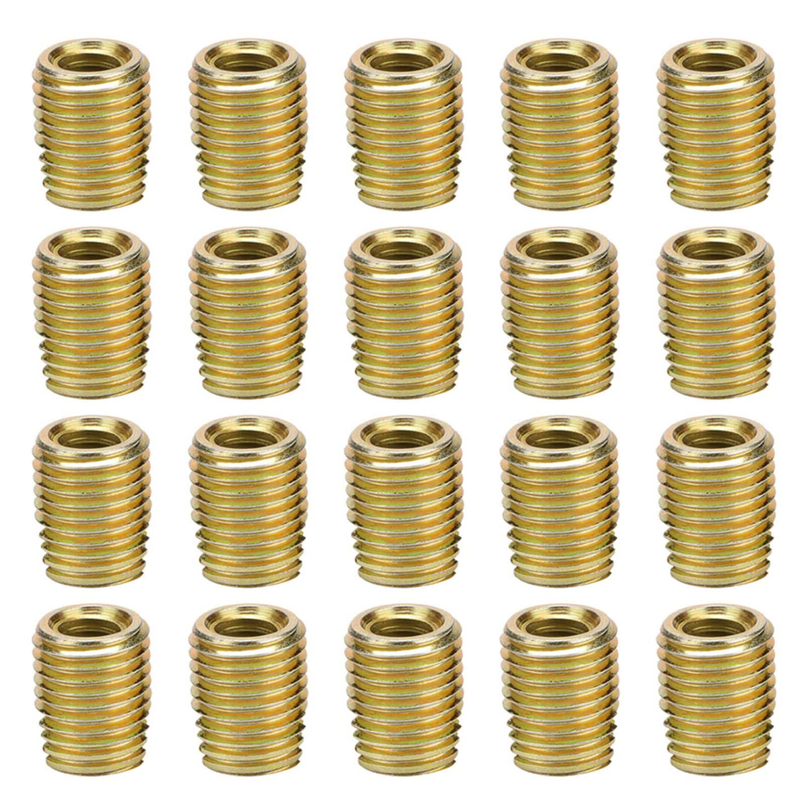 Hyuduo 20pcs Self-Tapping Threaded Inserts for Thread Repair Carbon Steel Galvanized Screw Bushings, Slotted Type Threaded Insert Screws for Metal and Wood