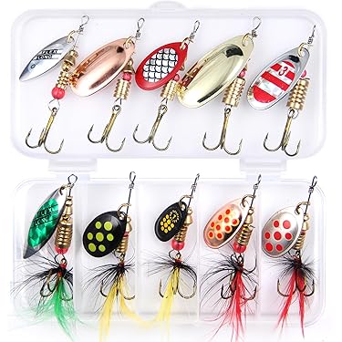 Lot De 5 Cuillers Tournantes (spinners) Pour Pêche - Assorties, Acier, Eau Douce Et Mer - Neuves