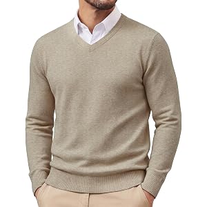 PJ PAUL JONES Mens V Neck Sweater Wool Blend Knit Pullover Sweaters | V-Neck Long Sleeve, Warm Wool Blend, Fitted Style, Ligh