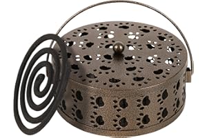 Whiidoom Portable Mosquito Coil Holder, Iron Mosquito Incense Holder with Handle for Home, Office, Camping with Cat Paw Cutout Design (Bronze)