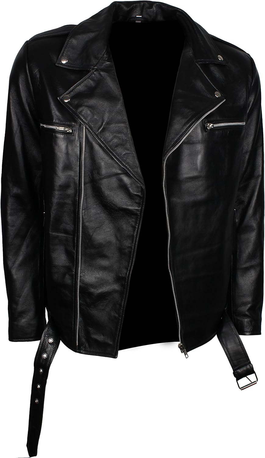 Italian Mafia Style Mens Black Brando Real Leather Jacket in Black (4XL