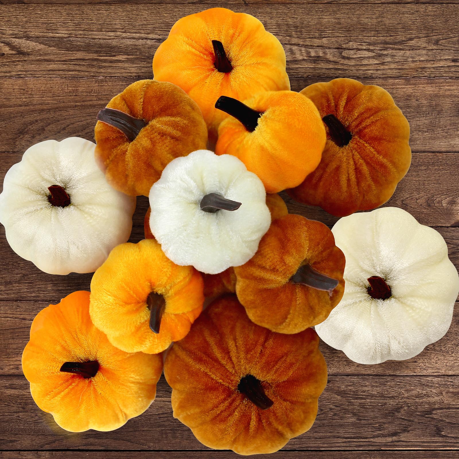 Photo 1 of 12 Assorted Velvet Pumpkins for Decorating, Fall & Thanksgiving Decor