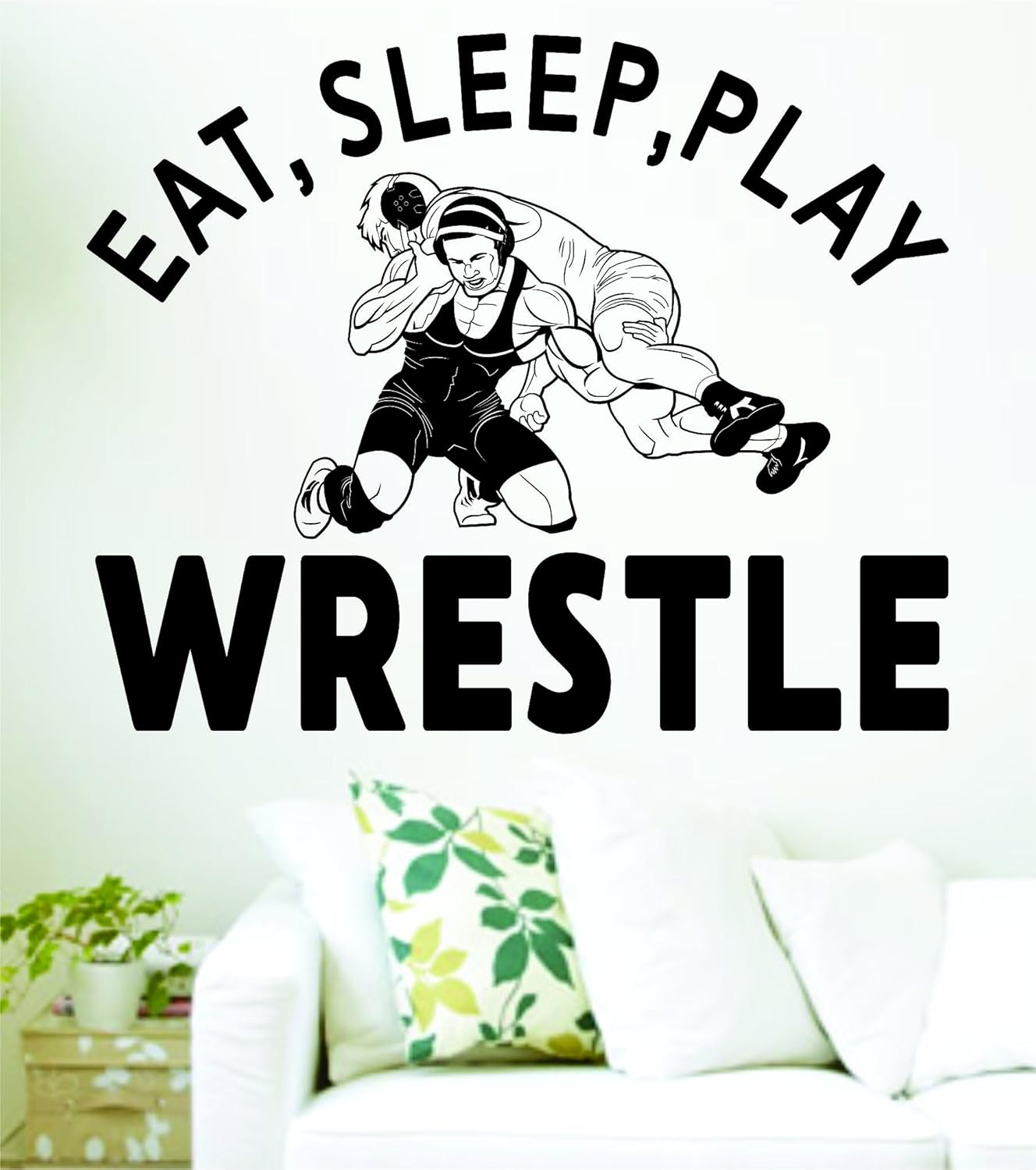 Decal Vinyl Boys Bedroom Sport Funny Quote Eat Sleep Wrestle Wall Sticker