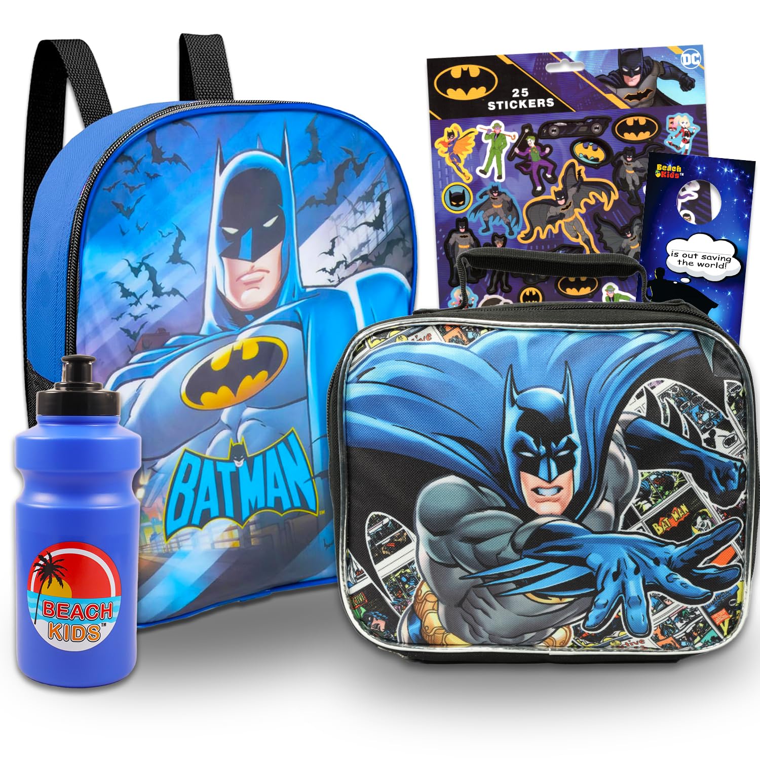 Photo 1 of DC Comics Batman Backpack and Lunch Box Set - Mini Batman Backpack for Toddlers Bundle Includes 11" Small Backpack and Insulated Lunch Box Plus Stickers, Water Bottle, More | Batman Mini Backpack