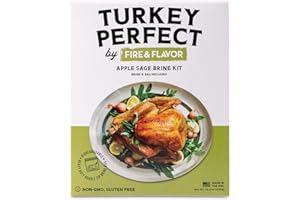 Fire & Flavor Apple Sage Turkey Perfect Brine - Turkey Brine Kit with Bag for Roasting, Grilling, Smoking, and Frying - Brining Seasonings for Cooking and Turkey Brine Bag - Turkey Brine and Rub Kit
