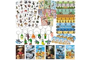 126 PCS Italian Brainrot Party Favors Set – Temporary Tattoos, Slap Bracelets, Invitation Cards, Keychains, Gift Bags & Make 