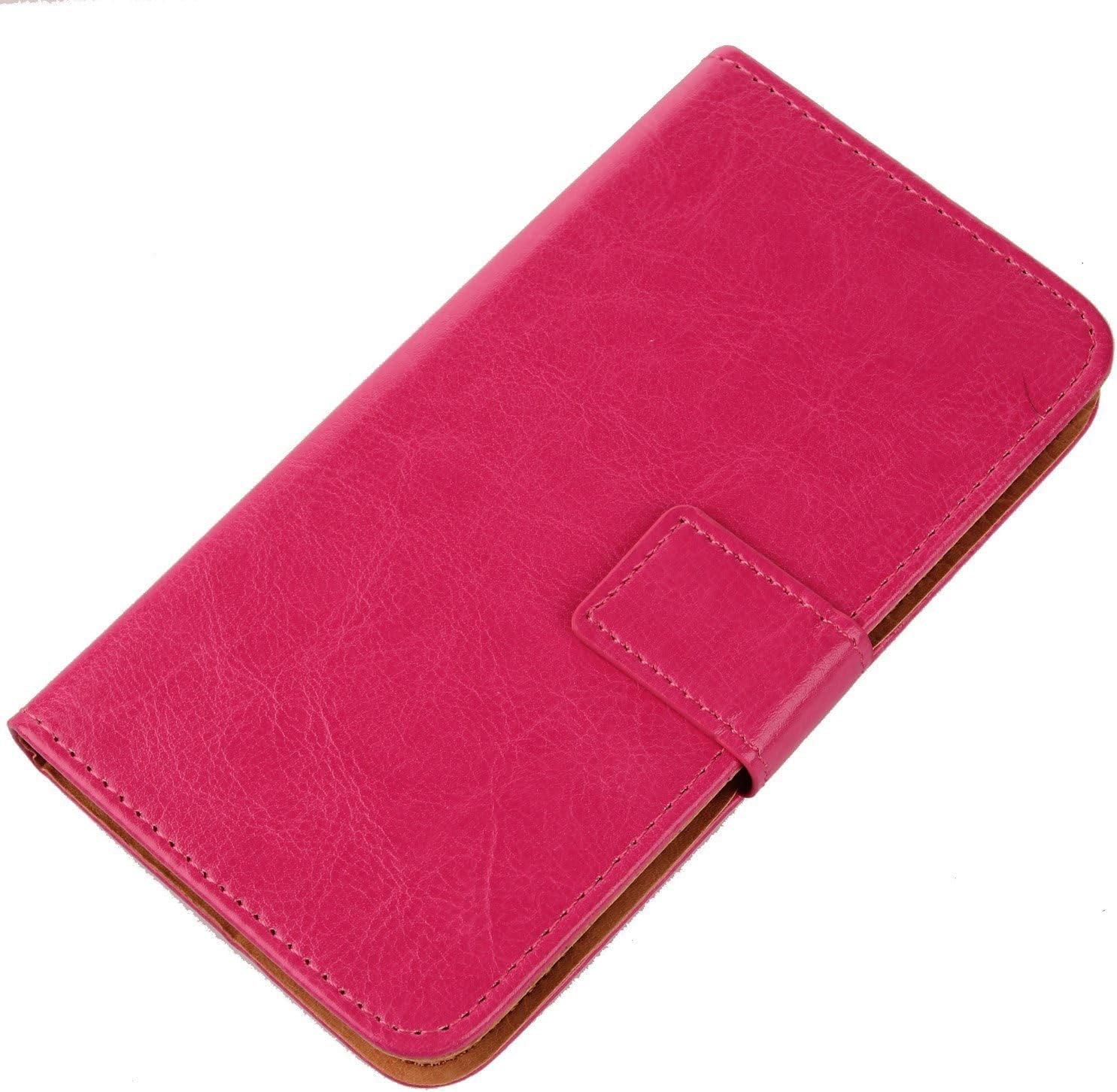 Gukas Color Flip Leather PU Wallet with Card Slots Design Cover Skin Protection Case Shell For BLU Dash Jr TV D141T Dual Sim (Rose)