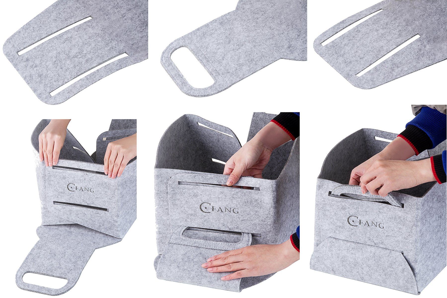 Collapsible Storage Bin Basket Organizing Box Closet Organizer with Handles for Office, Bedroom, Toys, Laundry(Grey)