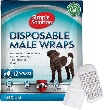 Simple Solution Disposable Dog Diapers for Male Dogs 12 Pack Medium