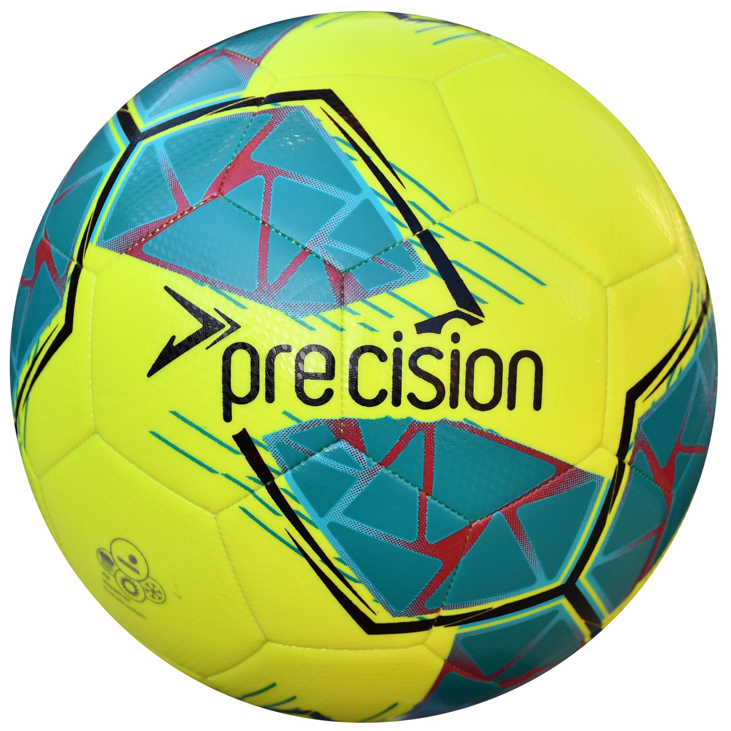Precision Fusion FIFA Basic Training Ball, All-Weather, IMS Certified, Official, Highly Durable, 3.5mm Eva Foam, Yellow, Teal, Cyan, Size Ball 3