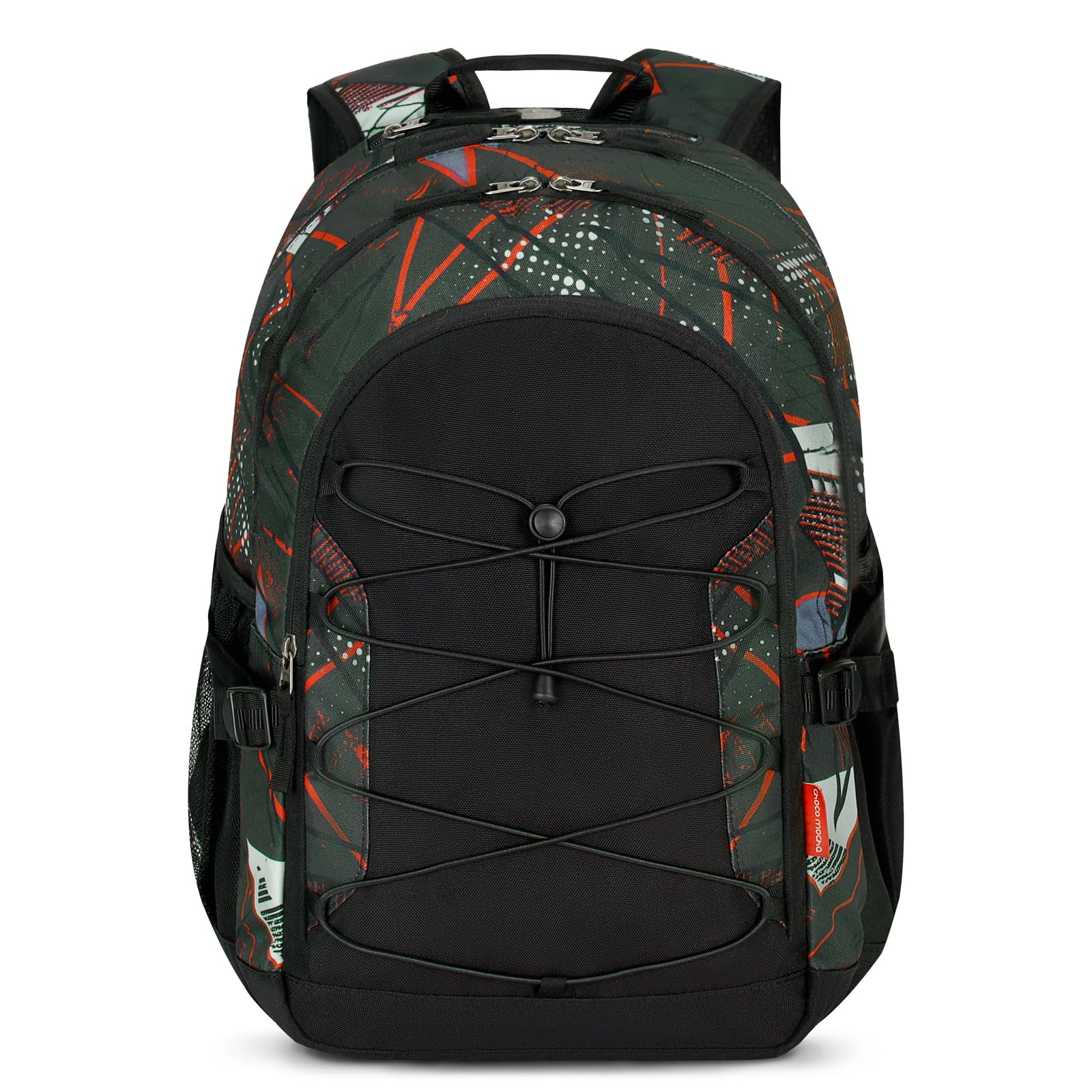 Photo 1 of Choco Mocha Backpack for Boys, School Backpack for Teen Boys Kids Large Bookbag 18 Inch, Black-Red