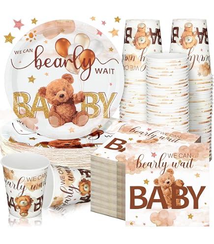 Hombae Teddy Bear Baby Shower Decorations Kit - Backdrop, Balloons, Banner, Sash For Brown Bear Theme