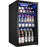 Tehanld Beverage Fridge, 130 Can Mini Fridge With Glass Door, Beverage Cooler Refrigerator, Wine Drink Beer Cooler, Adjustable Shelves & Digital Temperature Display on Fridge.com