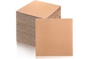Hacaroa 50 Pack Corrugated Cardboard Sheets 2mm Thick, 12" x 12" Flat Inserts Square Cardboard Filler Pads for Mailing, Packing, Shipping, Craft, Brown
