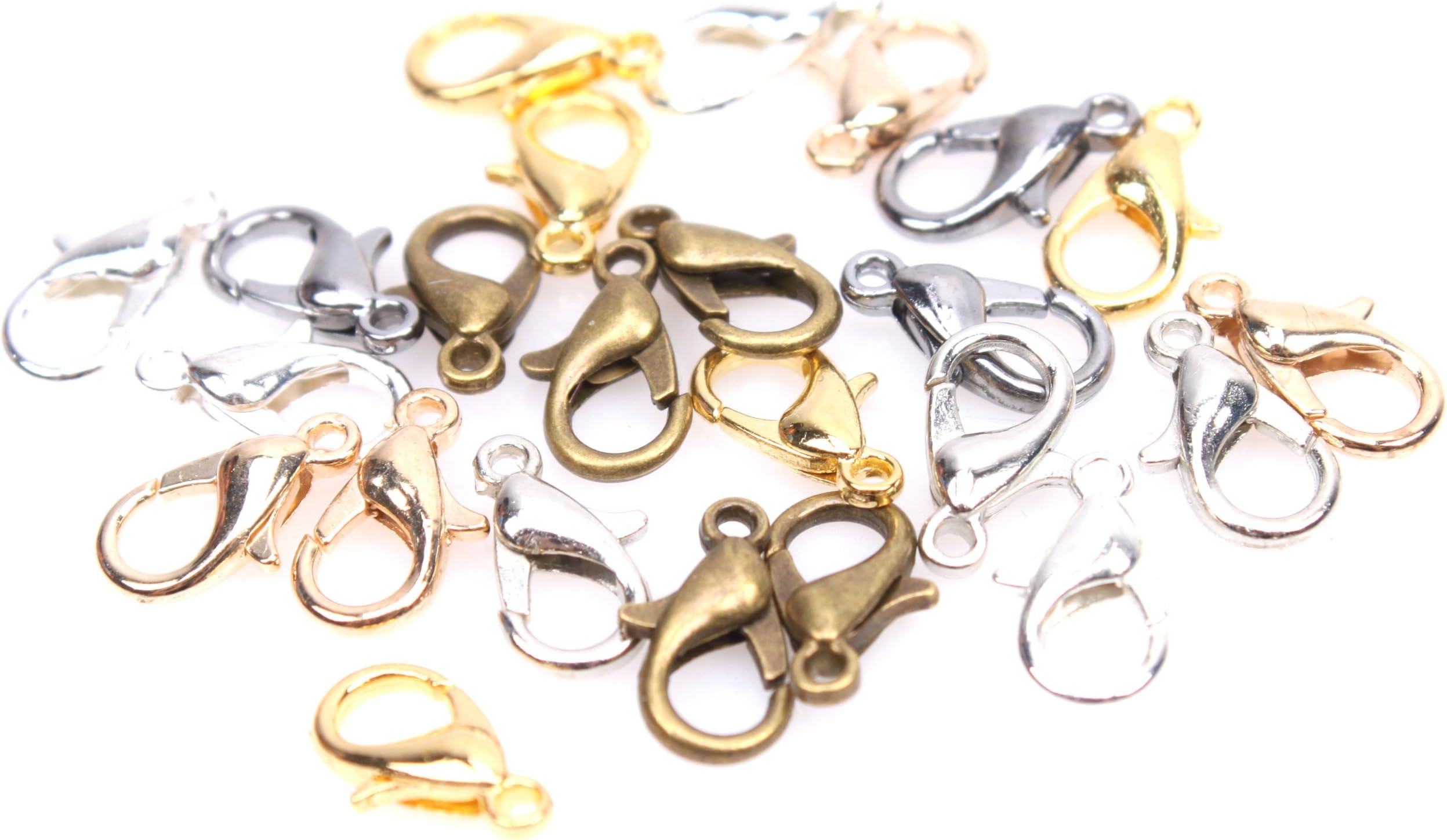 ArRord Mixed Silvery Golden Bronze Jewelry Lobster Clasps Findings 12mm -150pcs