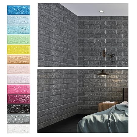 Kinlo 5 Pezzi 3d Carta Da Parati 70 X 77 Cm Mattoni Diy Autoadesiva Wallpaper Brick Adesivi Impermeabile Wall Sticker Decorazione Soggiorno