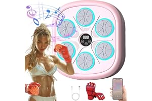 JcoGel Boxing Machine Pink Boxing Music Workout Machine Music Boxing Machine with Gloves, Wall Mounted Smart Music Boxing Machine Pink, Music Boxing Machine Pink Workout Boxing Punching Machine