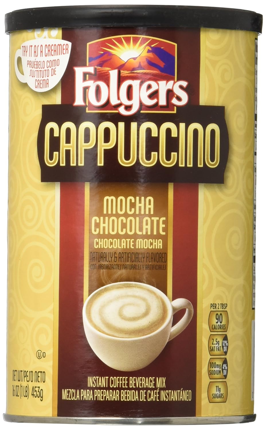 Folgers Cappuccino, Mocha Chocolate Coffee Beverage Mix