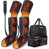 QUINEAR 3-in-1 Leg Compressin Massager with Heat for Pain Relief FSA-HSA | 4-ZONE Chambers, Full-leg compression boots, 3 heat levels, 3 modes and 3 intensities, zipper sleeve, LCD controller