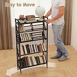 ybaymy Book Carts with Wheels Library Rolling Book