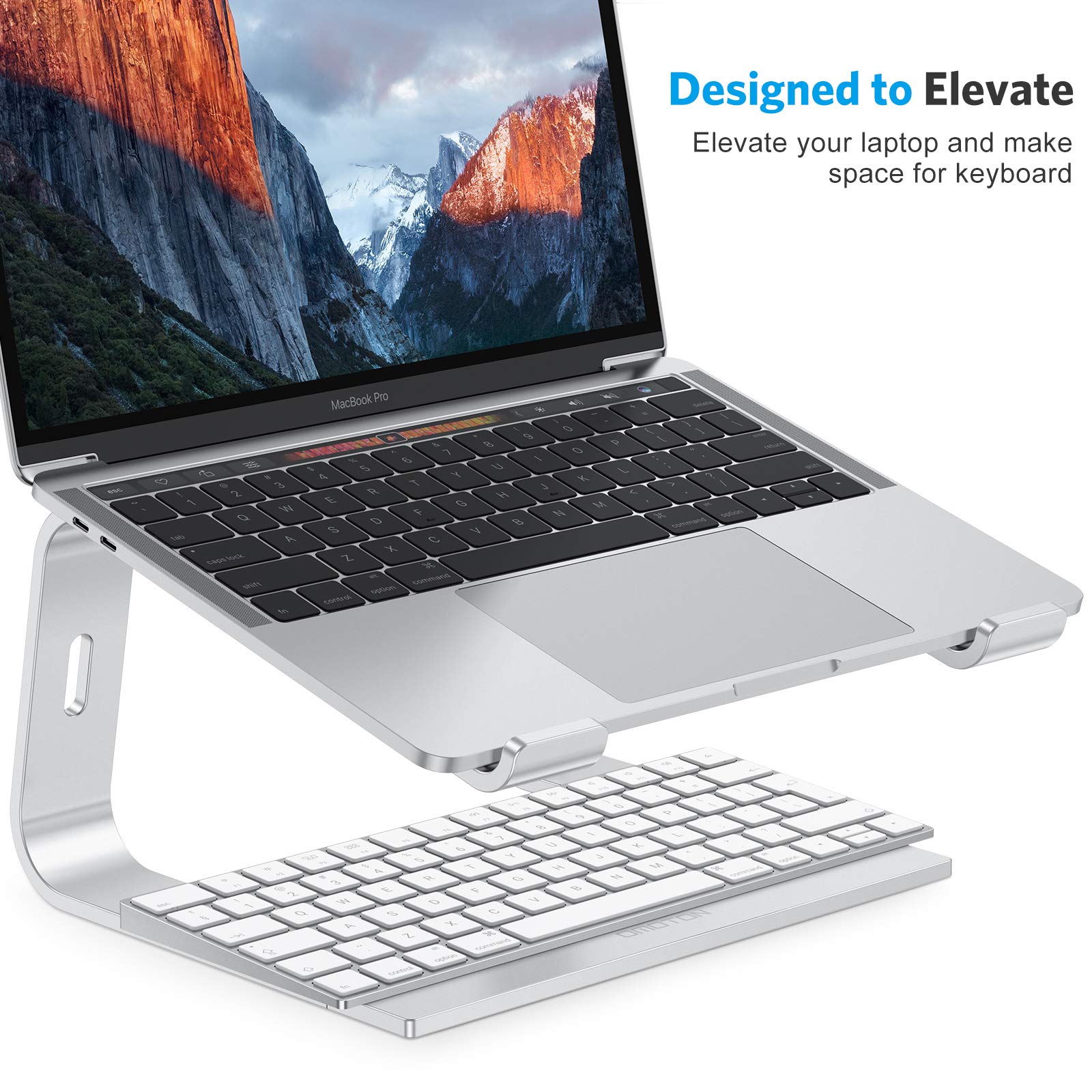 OMOTON Laptop Stand, Detachable Laptop Mount, Aluminum Laptop Holder Stand for Desk, Compatible with MacBook Air/Pro, Dell, HP, Lenovo and All Laptops (11-16 inch), Silver - Image 4