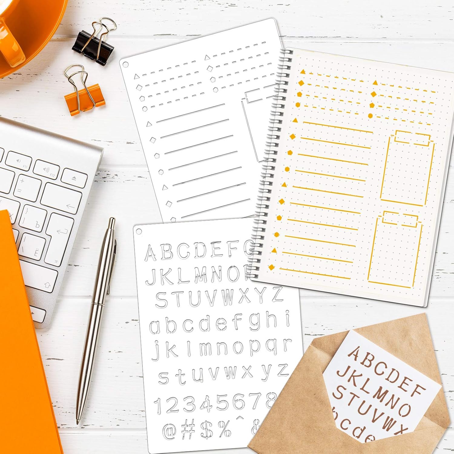 16 Pieces Journal Stencil Plastic Planner Ultimate Productivity Stencil Speedy Spread Journal Stencils for DIY Journals Notebook Schedule Templates A5 Dotted Planners Calendars Habit Record : Kitchen & Dining