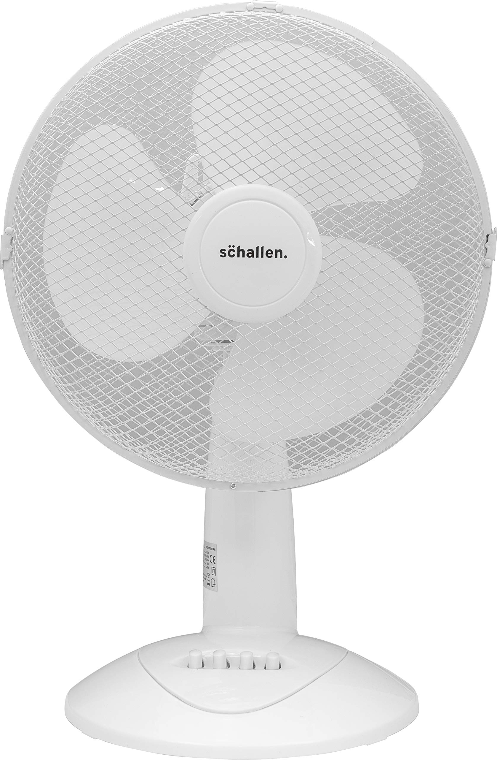 Schallen Branded Home & Office Electric 12" 3 Speed Electric Oscillating Worktop Desk Table Air Cooling Fan (White)