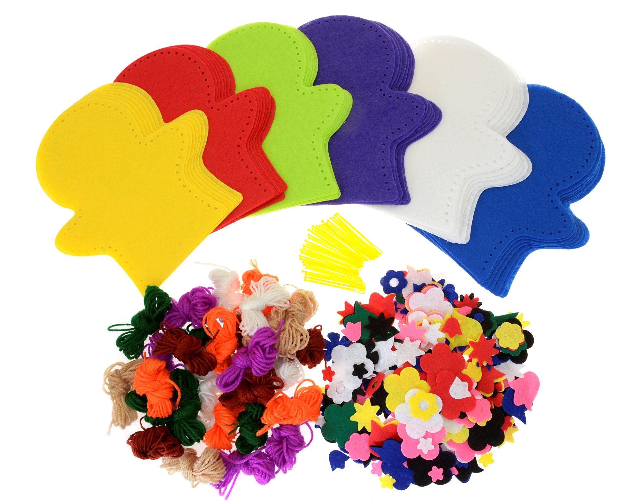 Scola Felt Hand Puppets, 30 Mini Kits, Assorted Colours and Accessories, Craft Projects, Children's Craft Projects, Ideal for Hobbyists and Kids