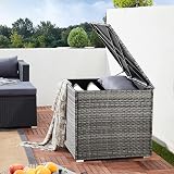CASARIA Polyrattan Garden Cushion Storage Box 318 L Grey 75x75x70cm view 6